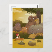 Carte Postale Garçon Funny Mignonne Jungle Safari Animaux (Devant / Derrière)