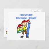 Carte Postale Garçon intelligent parce que je lis (Devant / Derrière)