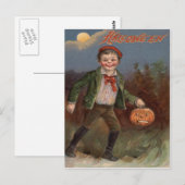 Carte Postale Garçon Jack O Lantern Friandise ou Farce (Devant / Derrière)