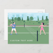 Carte Postale Garçon Jouer Tennis Green Illustration & Texte (Devant / Derrière)