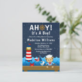 Carte Postale Garçon Marin Singe Rouge et Bleu Marine Baby Showe (Debout devant)