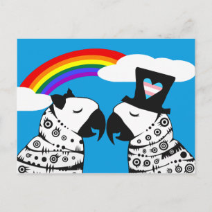 Carte Postale Garçon Perroquet Transgenre avec Petite Amie