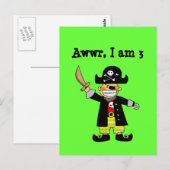 Carte Postale garçon pirate de 3 ans (Devant / Derrière)