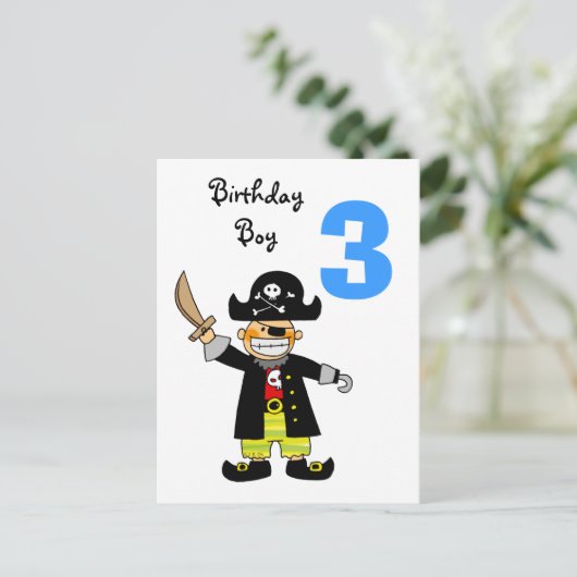 Carte Postale garçon pirate de 3 ans (Debout devant)