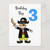 Carte Postale garçon pirate de 3 ans (Devant)