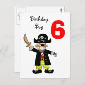 Carte Postale garçon pirate de 6 ans (Devant / Derrière)