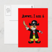 Carte Postale garçon pirate de 6 ans (Devant / Derrière)