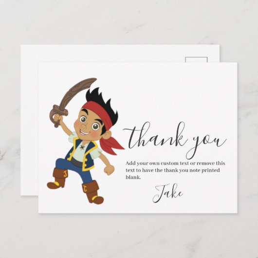 Carte Postale Garçon pirate Merci (Devant / Derrière)