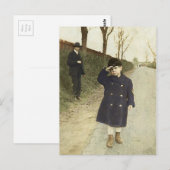 Carte Postale Garçon saluant la photo vintage (Devant / Derrière)