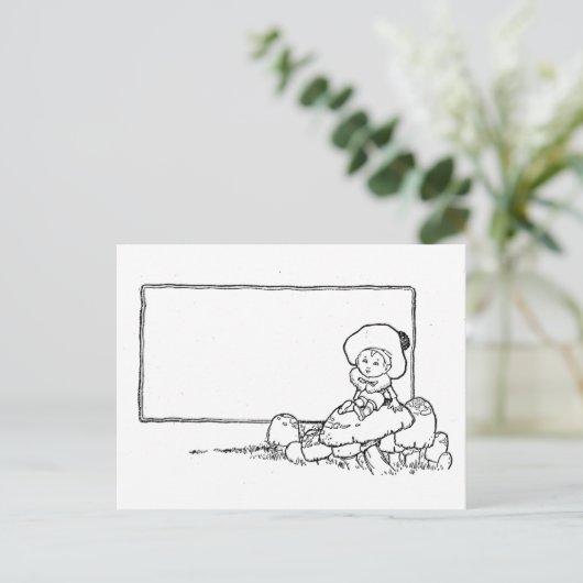 Carte Postale Garçon sur champignon (Debout devant)