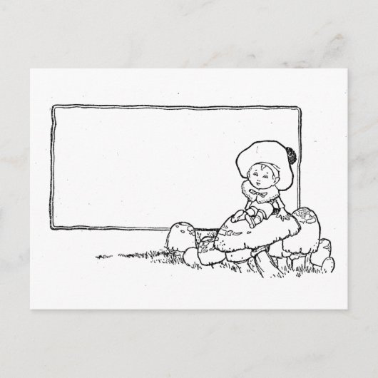 Carte Postale Garçon sur champignon (Devant)
