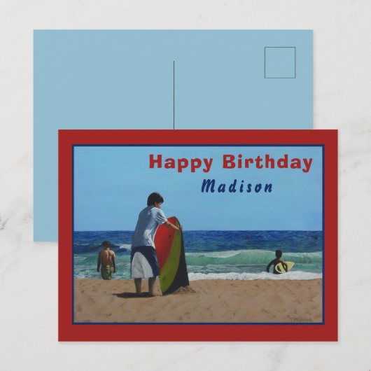 Carte postale Garçon sur la plage - Option personn (Devant / Derrière)