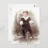 Carte Postale Garçon sur Tricycle (Devant / Derrière)