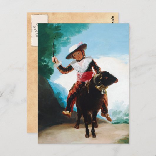 Carte Postale Garçon sur un Ram Francisco José de Goya (Devant / Derrière)
