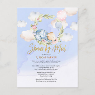 Carte Postale Garçon Teddy Ours mignon Baby shower Woodland Par 