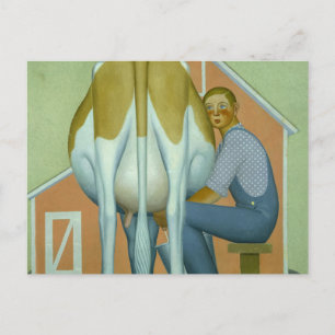 Carte Postale Garçon traçant une vache, 1932 par Grant Wood