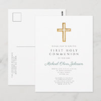 Garçon vert de première communion religieuse