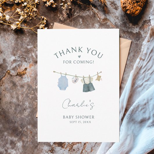 Carte Postale Garçon Vêtements Simples Aquarelle Baby Shower