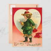 Carte Postale Garçon vintage avec coeur (Devant / Derrière)