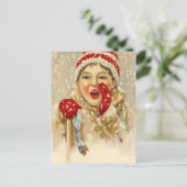 Carte Postale Garçon vintage dans la neige (Debout devant)