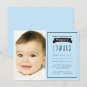 Carte Postale Garçons bleu simple, invitation baptême (Devant / Derrière)