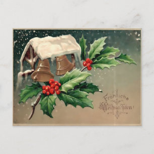 Carte Postale Garçons coupant l'arbre de Noël dans une forêt enn