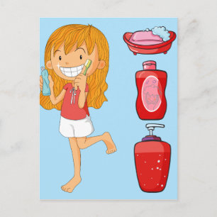 Carte Postale Garçons et filles se brossant les dents