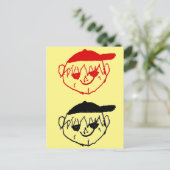 Carte Postale Garçons jaunes avec casquettes de baseball en fête (Debout devant)