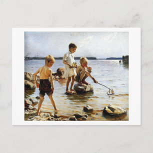 Carte Postale Garçons jouant à la plage