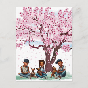 Carte Postale Garçons latinos avec des Chihuahuas