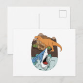 Carte Postale Garçons Requin Et Dinosaure (Devant / Derrière)