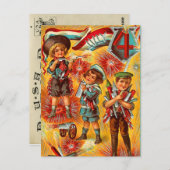 Carte Postale Garçons vintages 4 juillet (Devant / Derrière)