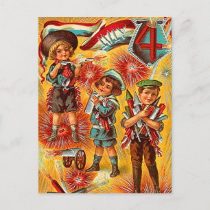 Carte Postale Garçons vintages 4 juillet