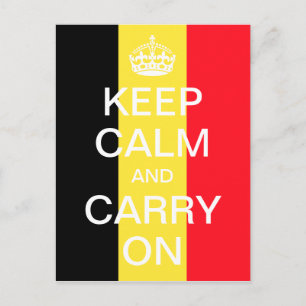 Carte Postale Garde calme personnalisé et CONTINUE - drapeau Bel