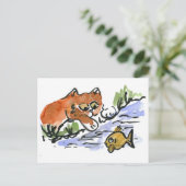 Carte Postale Garden Pond et Curious Kitten (Debout devant)
