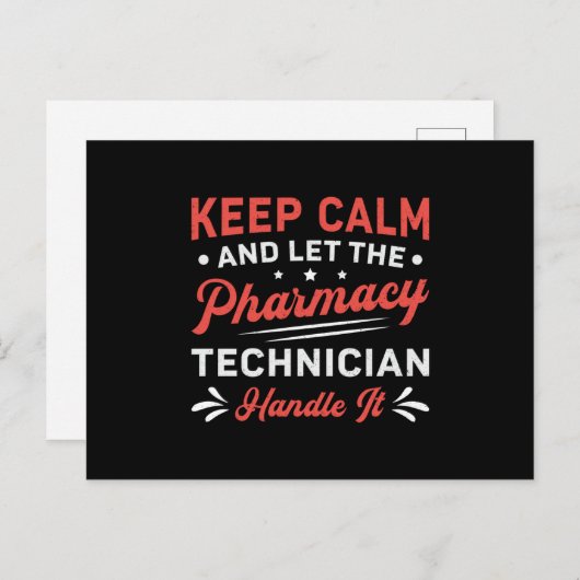 Carte Postale Garder Calm Technicien En Pharmacie Manipuler Il P (Devant / Derrière)