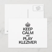 CARTE POSTALE GARDER CALME ET JOUER KLEZMER (Devant / Derrière)