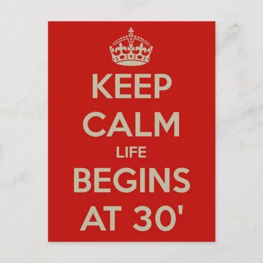 Carte Postale Garder la vie calme commence à 30 ans (Devant)
