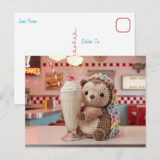 Carte Postale Garder le Contact | Hérisson et Milkshake