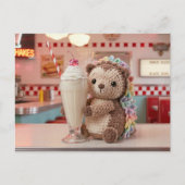 Carte Postale Garder le Contact  | Hérisson et Milkshake (Devant)