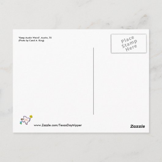 Carte Postale Gardez Austin Weird, Austin, Austin, TX (Dos)