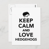 Carte Postale Gardez calme et aimez les hérissons (Devant / Derrière)