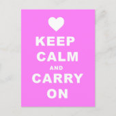 Carte Postale GARDEZ CALME ET CONTINUEZ Rose (Devant)