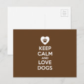 Carte Postale Gardez le calme et aimez les chiens (Devant / Derrière)