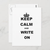 CARTE POSTALE GARDEZ LE CALME ET ÉCRIVEZ (Devant / Derrière)