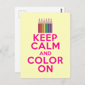 Carte Postale Gardez le calme et la couleur allumés (Devant / Derrière)