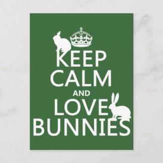 Carte Postale Gardez le calme et l'amour Bunnies - toutes les co
