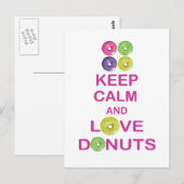 Carte Postale Gardez le calme et l'amour Donuts cadeau unique Do (Devant / Derrière)