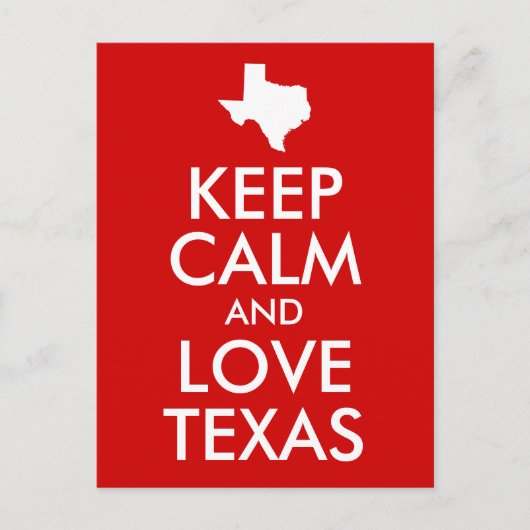 Carte Postale Gardez le calme et l'amour Texas Red (Devant)