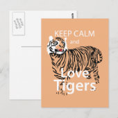 Carte Postale Gardez le calme et l'amour Tigres (Devant / Derrière)
